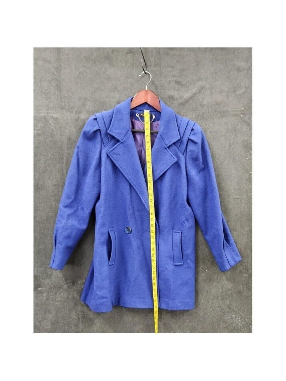 Vintage Royal Blue Union Made Wool Coat Size 9 Double-Breasted USA Made - Picture 7 of 13